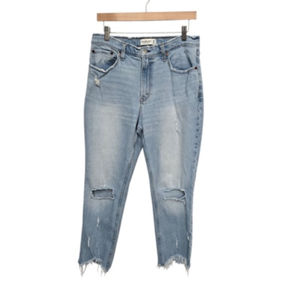 Abercrombie & Fitch Jeans Womens 30 Light Wash High‎ Rise Mom Distressed Raw Hem